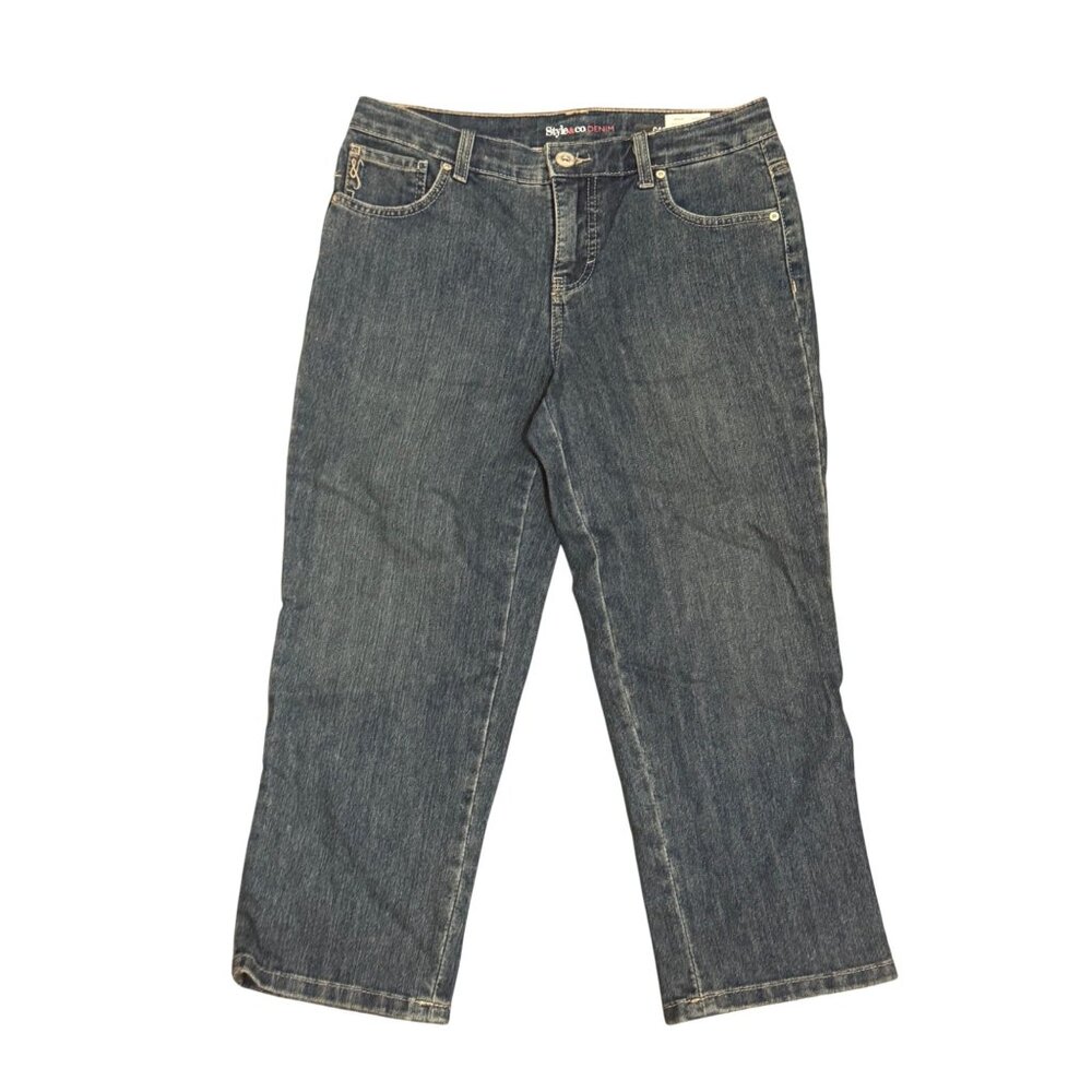 Style & Co Denim Womens Size 6P Blue Capri Jeans Cotton Blend